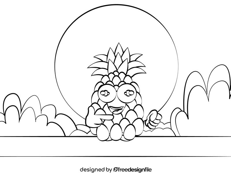 Funny Pineapple black and white vector