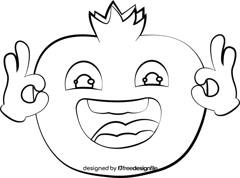 Funny Pomegranate black and white clipart