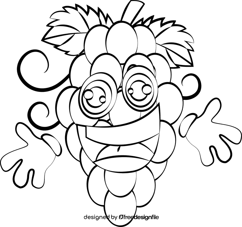 Funny Grapes black and white clipart