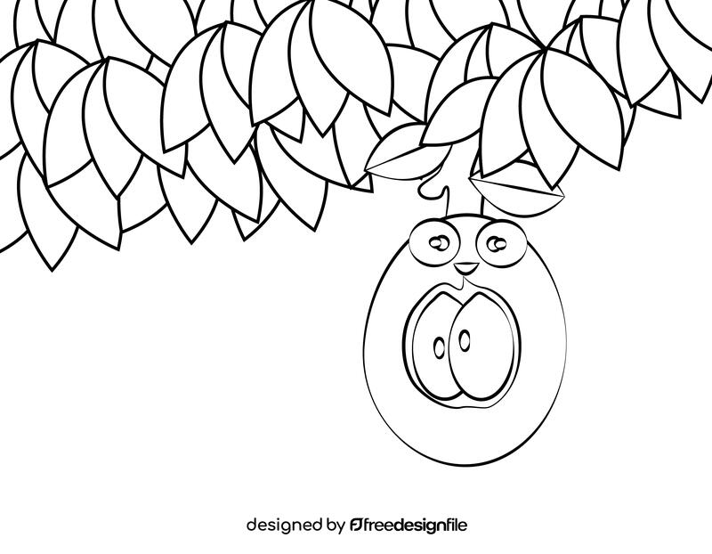 Funny Loquat black and white vector