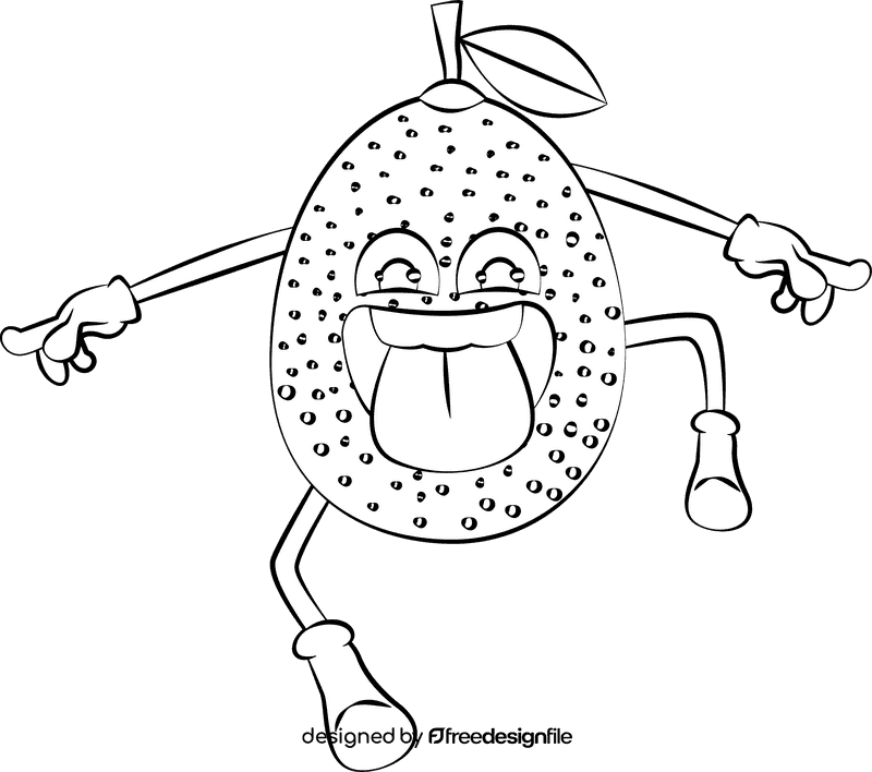 Funny Kumquat black and white clipart