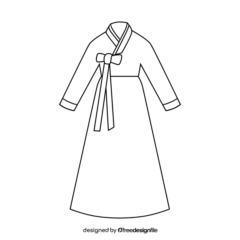 Hanbok traditional Korean dress black and white clipart