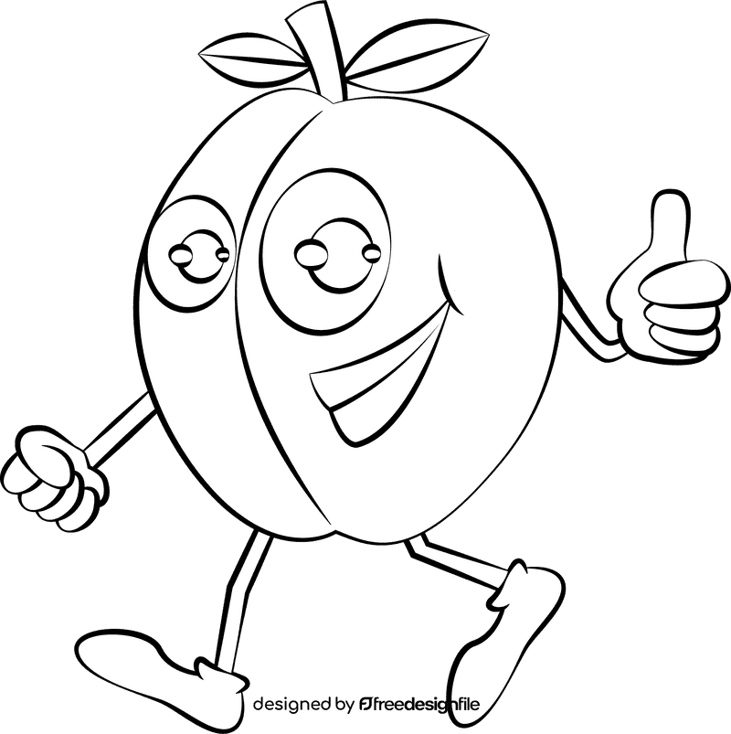 Funny Plum black and white clipart