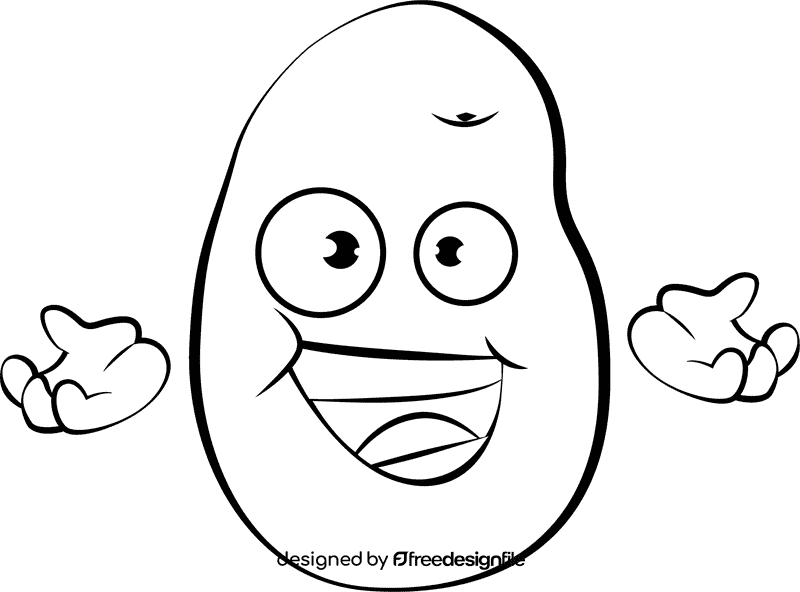 Funny Potato black and white clipart