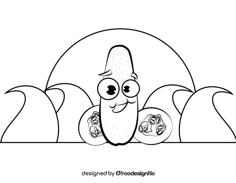 Funny Banana Squash black and white vector