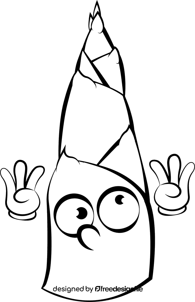 Funny Bamboo Shoots black and white clipart