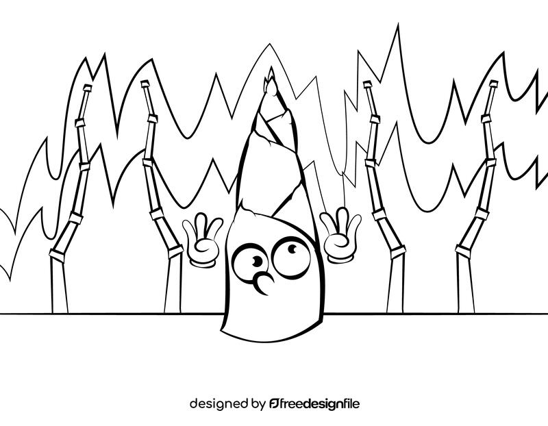 Funny Bamboo Shoots black and white vector