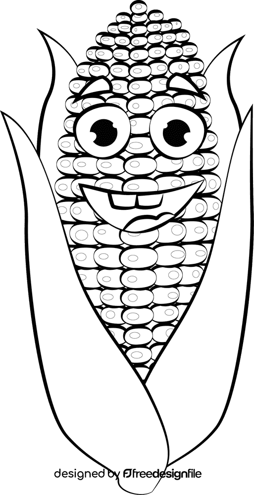 Funny Corn black and white clipart