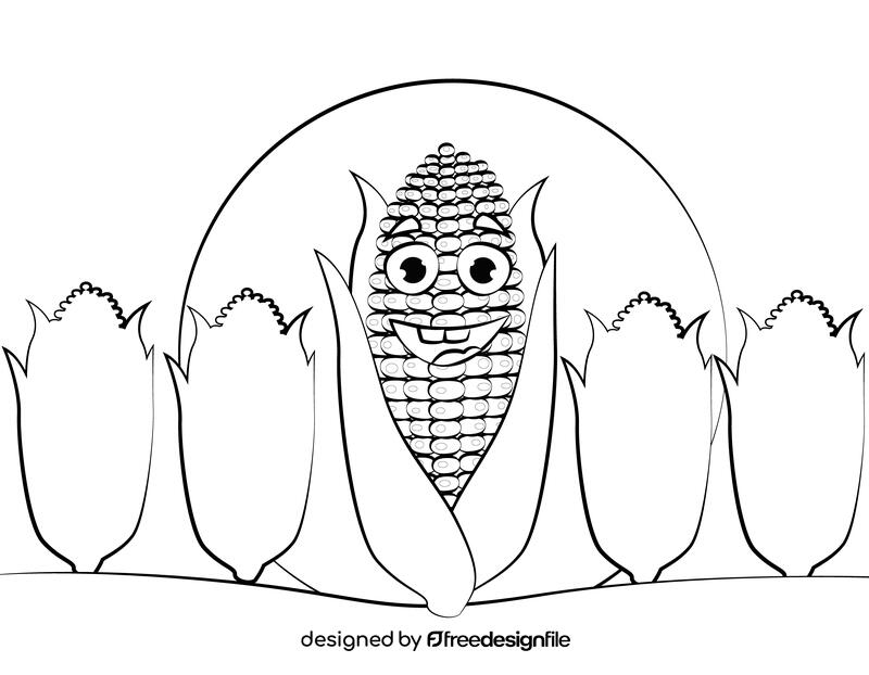 Funny Corn black and white vector