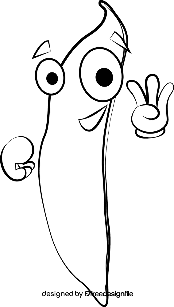 Funny Broad Bean black and white clipart