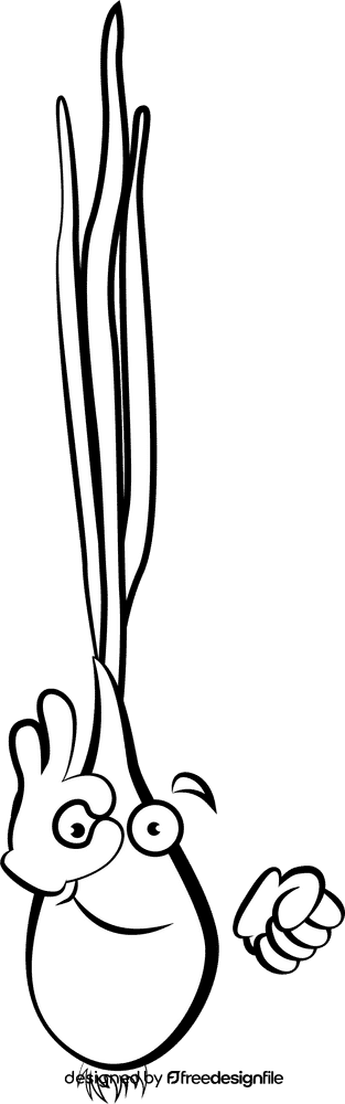 Funny Green Onion black and white clipart