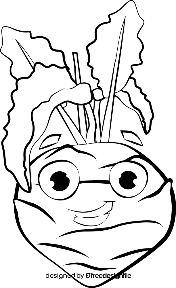 Funny Kohlrabi black and white clipart