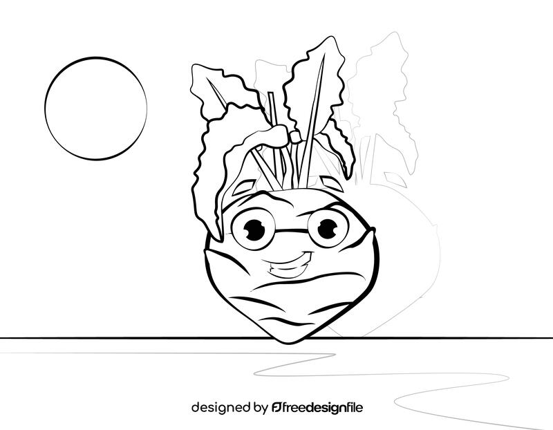 Funny Kohlrabi black and white vector