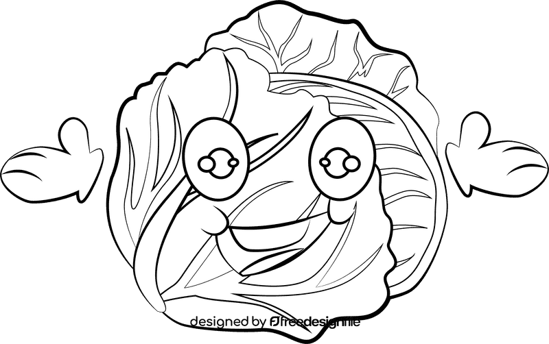 Funny Cabbage black and white clipart