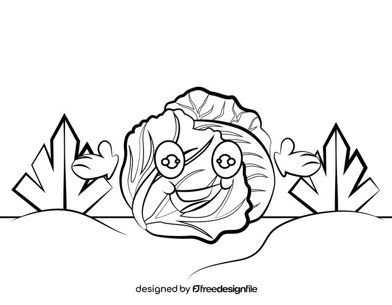 Funny Cabbage black and white vector