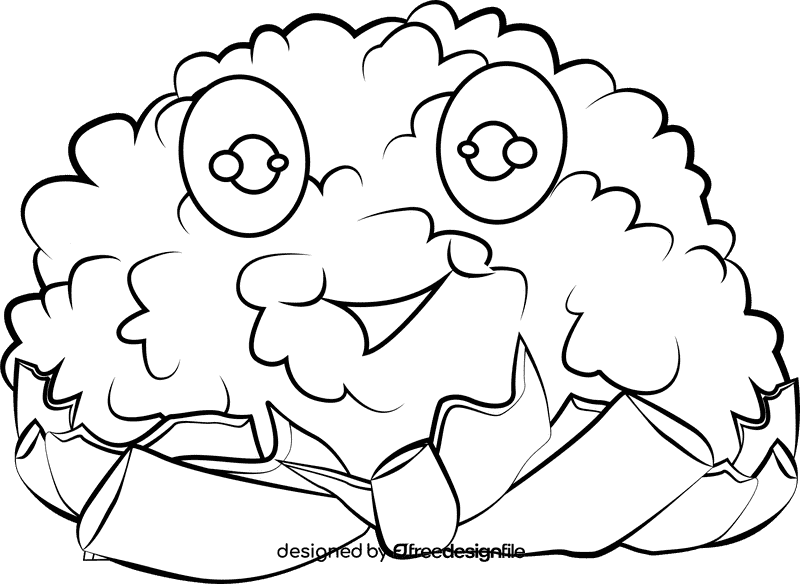 Funny Cauliflower black and white clipart