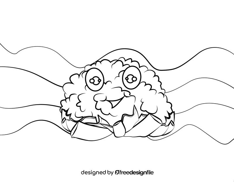 Funny Cauliflower black and white vector