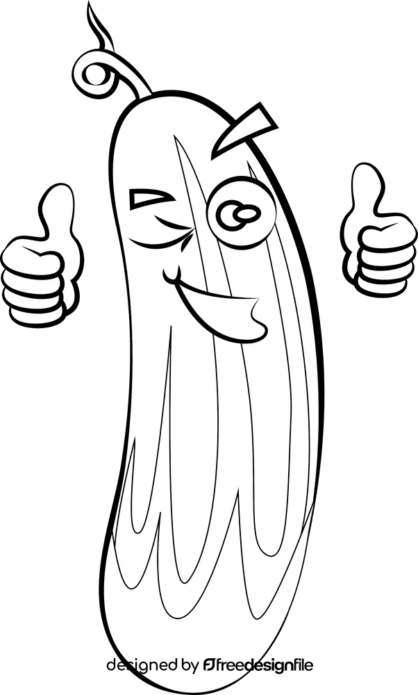 Cute Cucumber black and white clipart