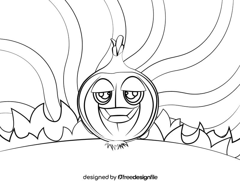 Funny Onion black and white vector