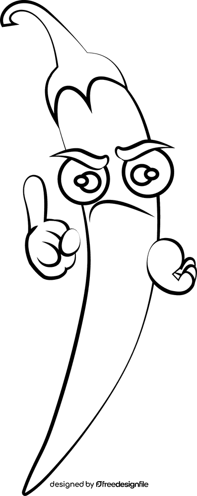 Funny Chilli black and white clipart