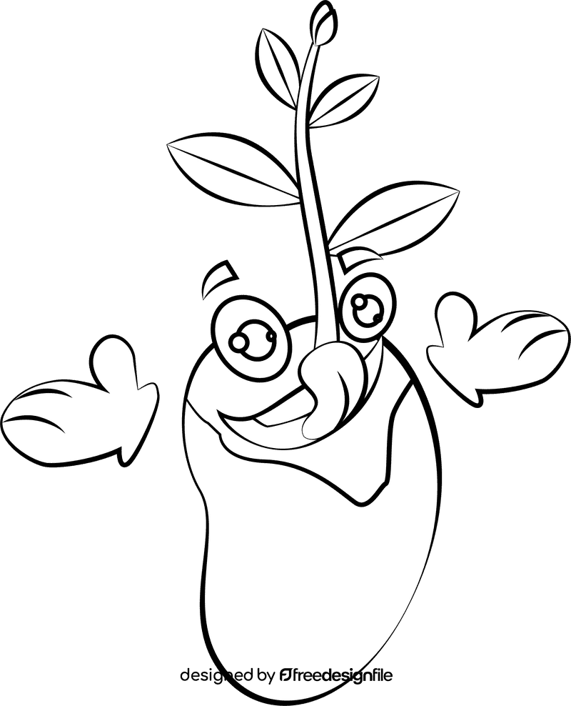 Cute mung bean sprouts black and white clipart