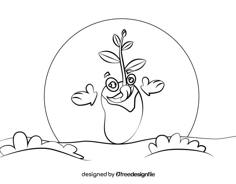 Cute mung bean sprouts black and white vector