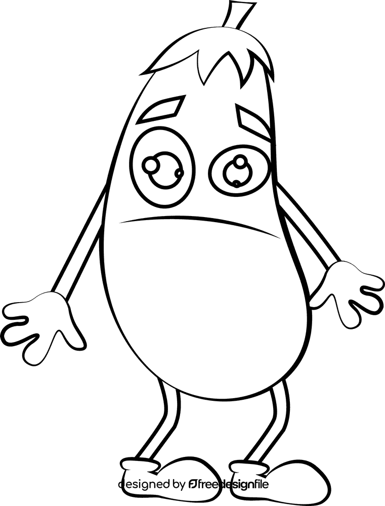 Funny Brinjal black and white clipart