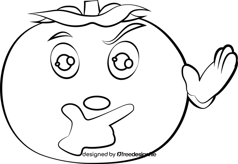 Funny Tomato black and white clipart