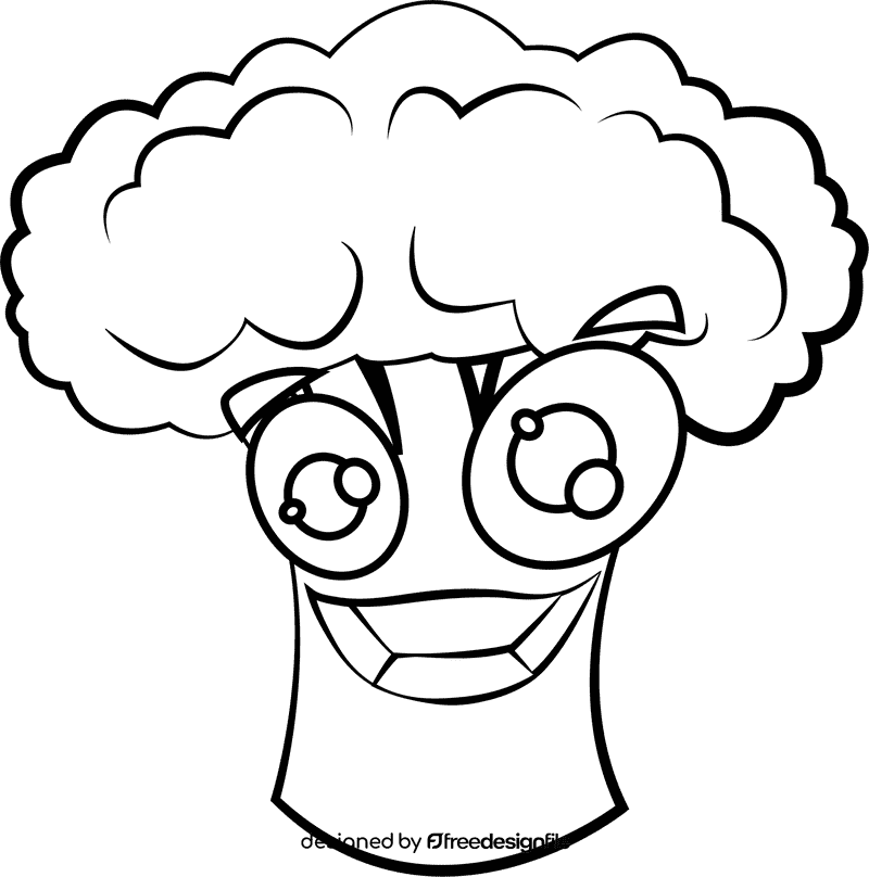 Funny Broccoli black and white clipart