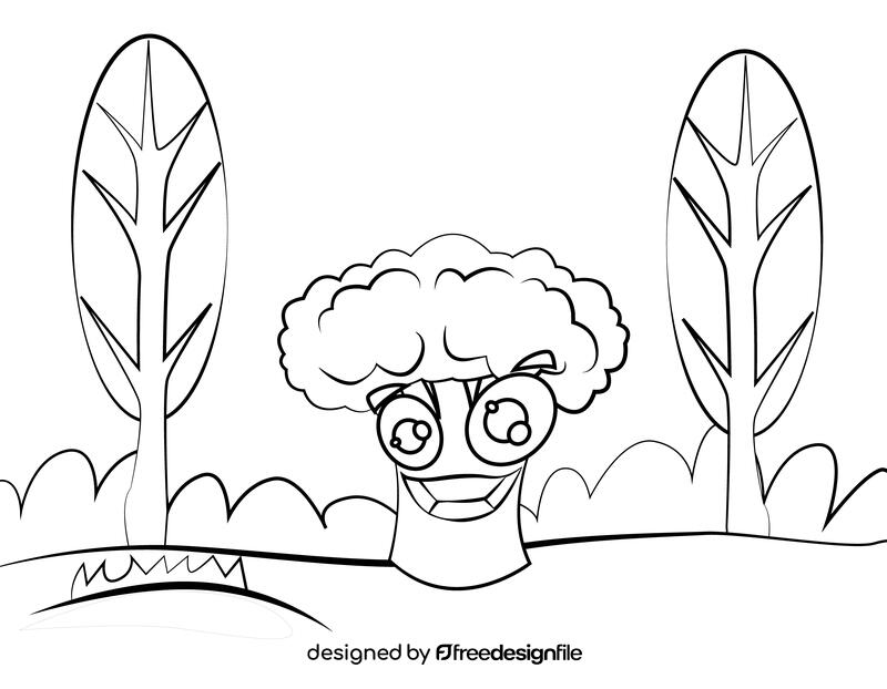 Funny Broccoli black and white vector