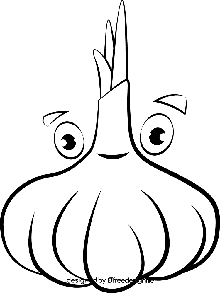 Funny Garlic black and white clipart