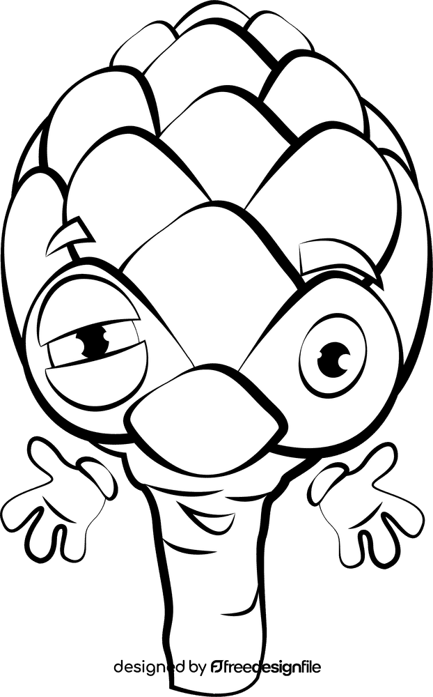 Funny Artichoke black and white clipart