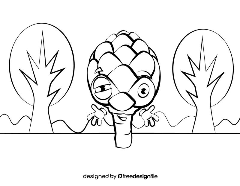 Funny Artichoke black and white vector