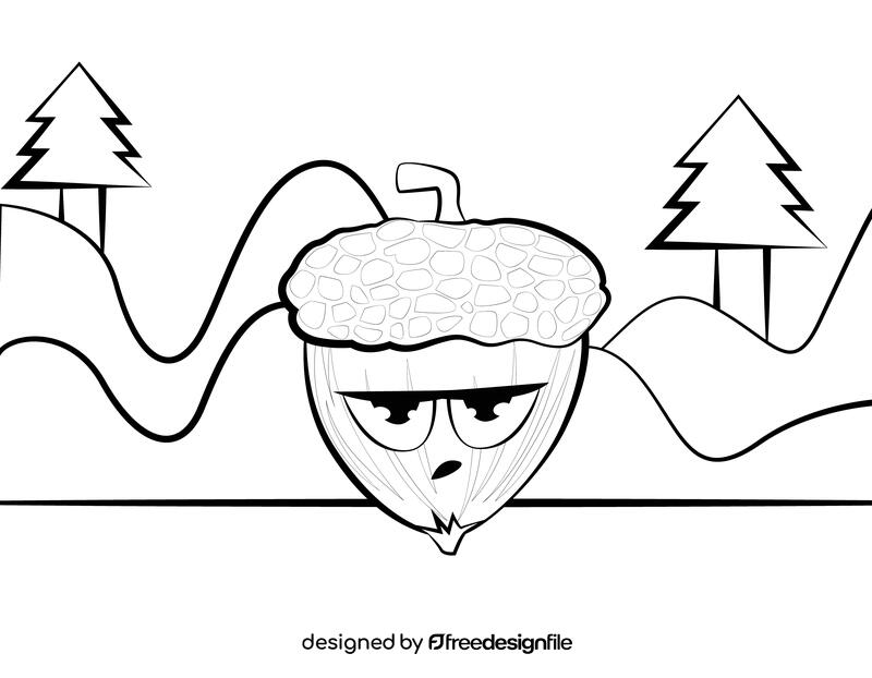 Funny Nut black and white vector