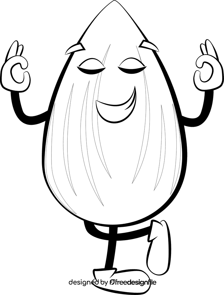 Funny Almond black and white clipart