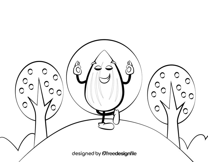 Funny Almond black and white vector