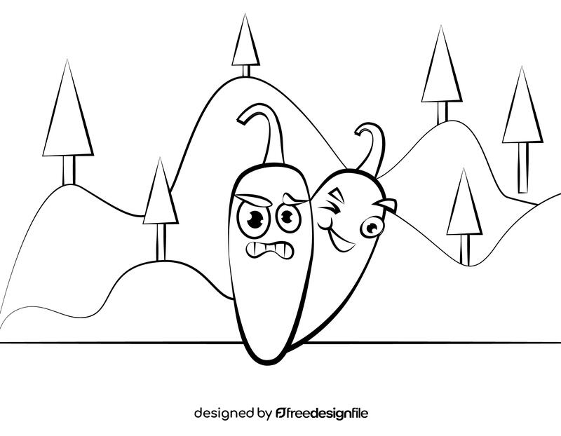 Funny Jalapeno black and white vector