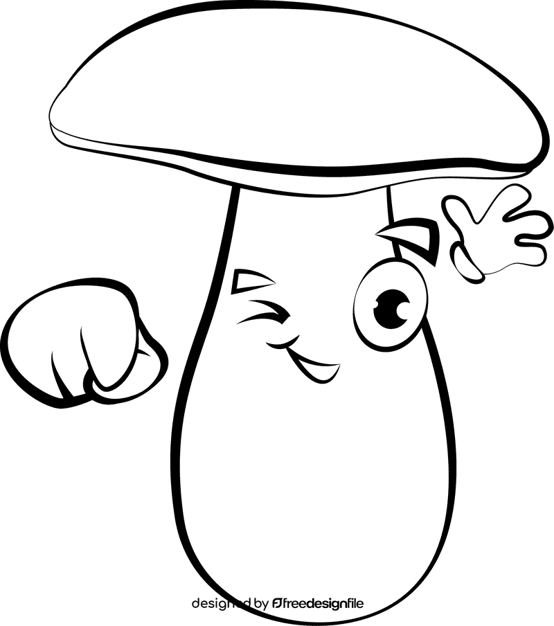 Funny Mushroom black and white clipart