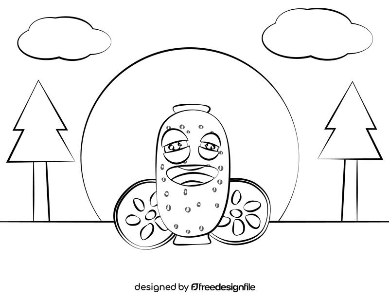 Funny Lotus Root black and white vector