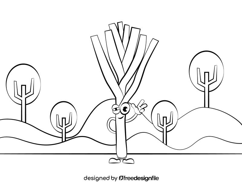 Funny Kurrat Leek black and white vector