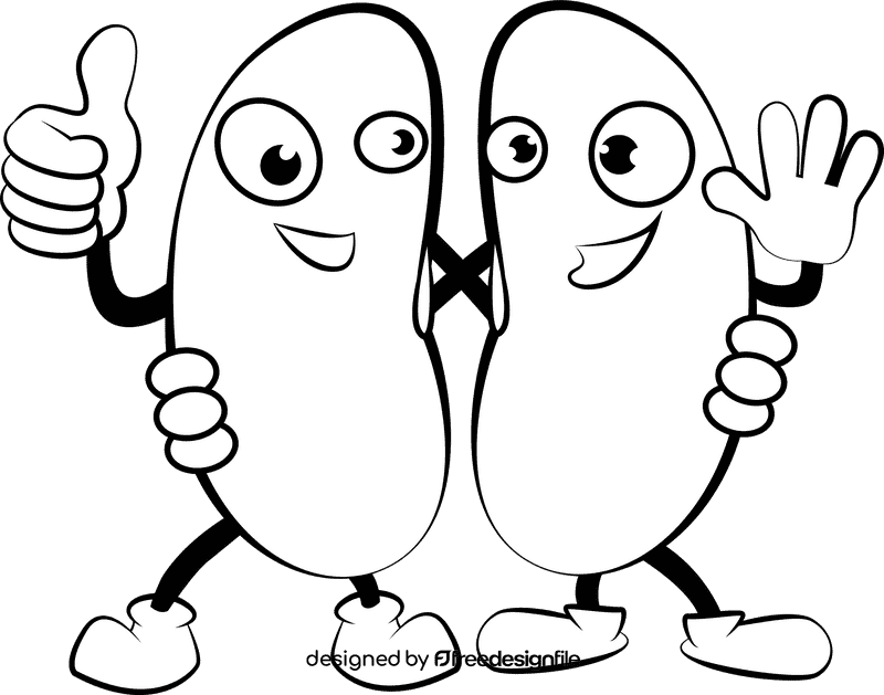 Funny Kidney Beans black and white clipart