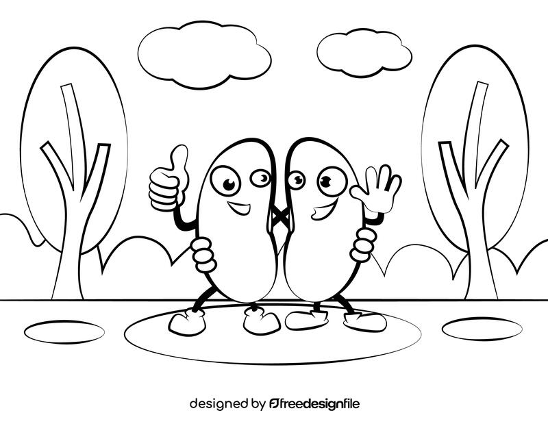 Funny Kidney Beans black and white vector