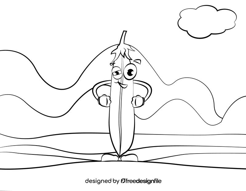 Funny Pea black and white vector