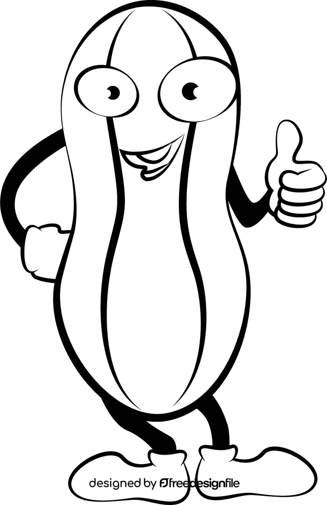 Funny Peanut black and white clipart