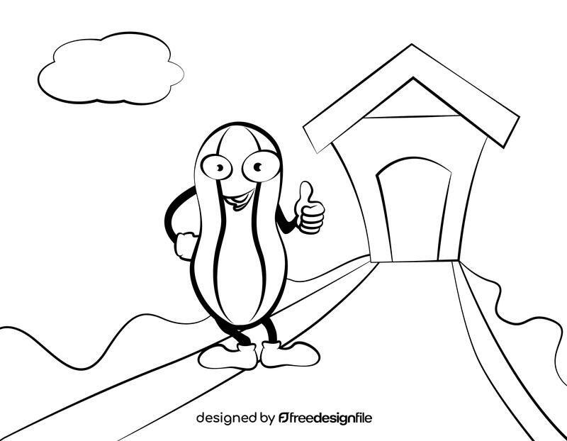 Funny Peanut black and white vector