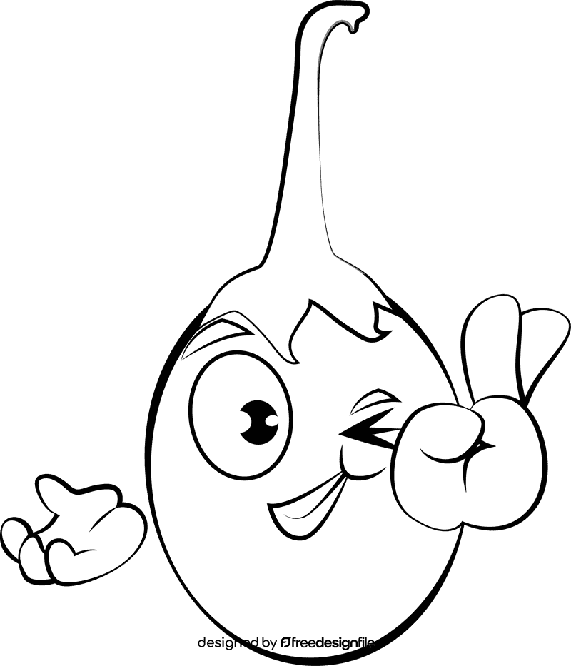 Funny EggPlant black and white clipart