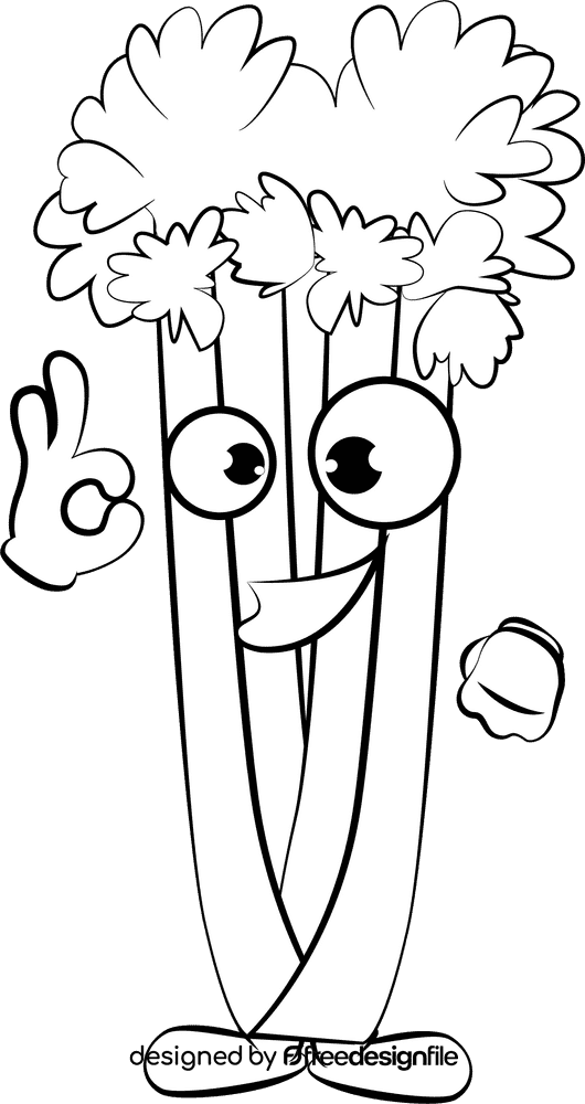 Funny Celery black and white clipart