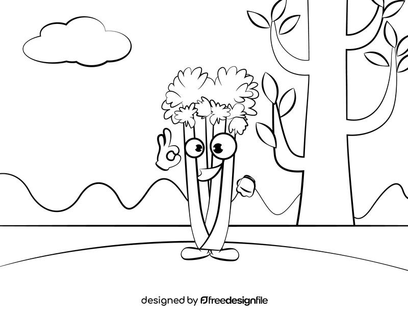 Funny Celery black and white vector