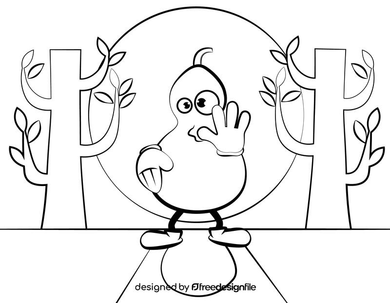 Funny Bottle Gourd black and white vector