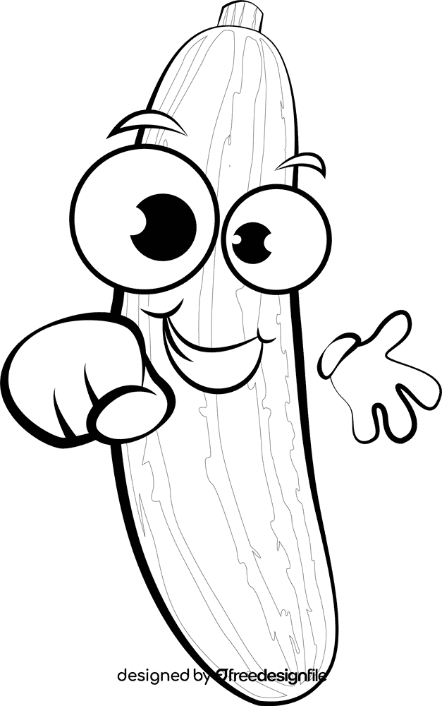 Funny Zucchini black and white clipart